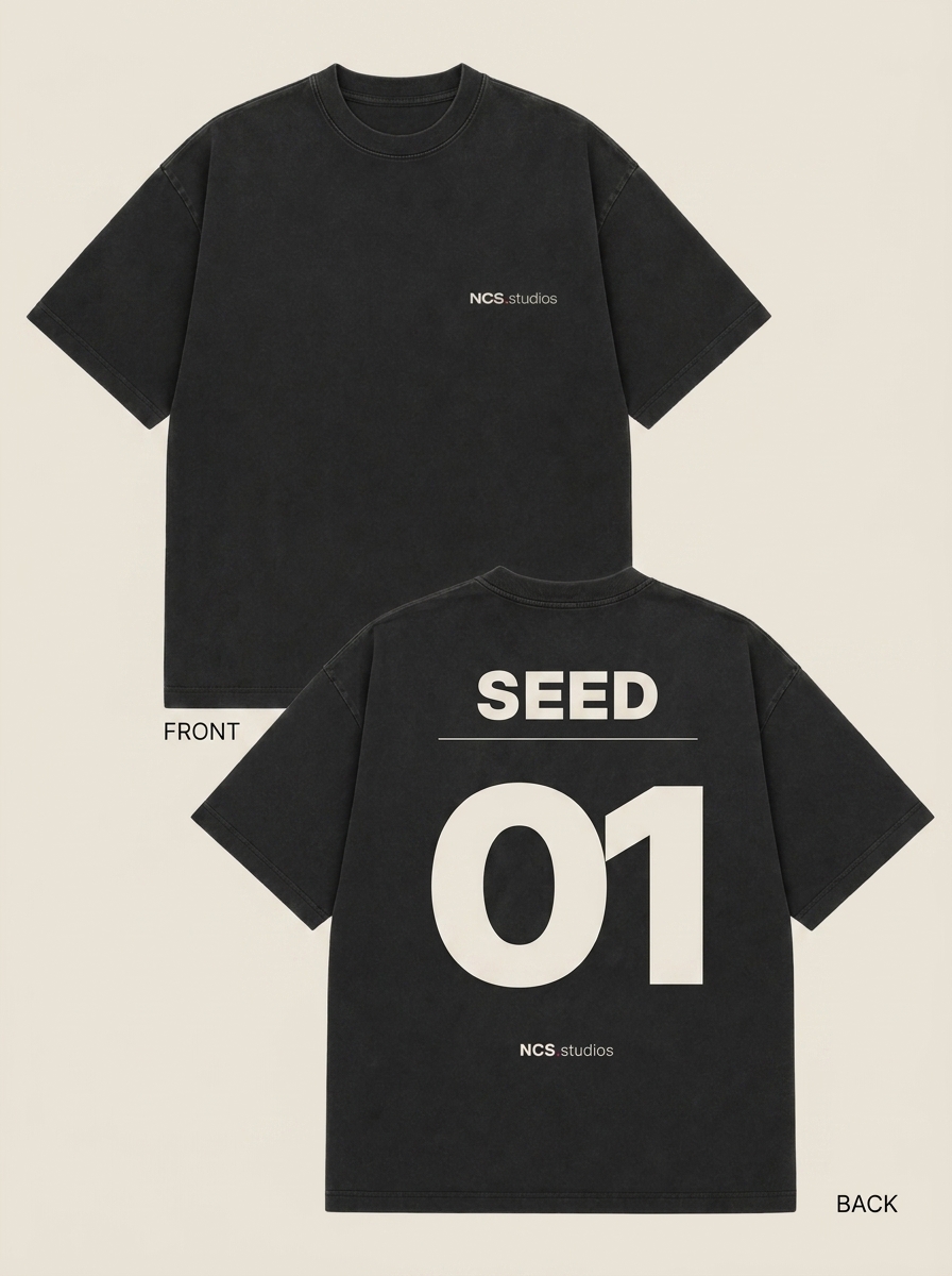 Seed 01 – Oversized Tee in Washed Black